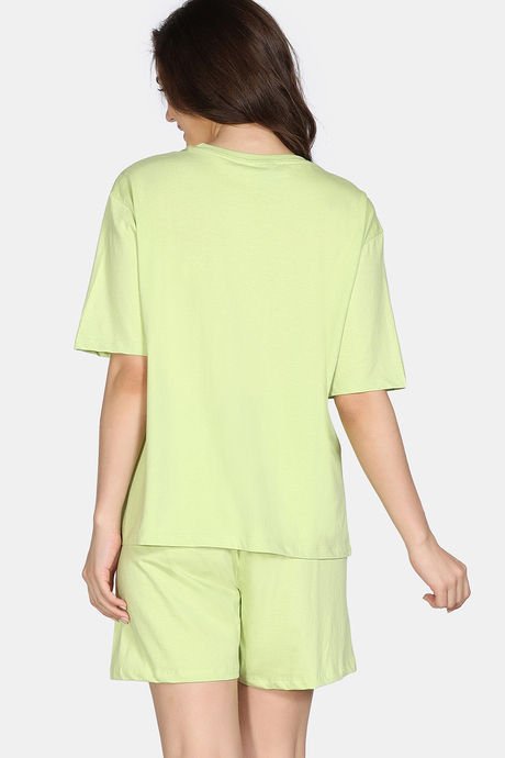 Zivame 2 Mile Fashion Knit Cotton Lifewear Set - Lettuce Green — image 4